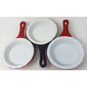 3 Modern Gourmet Foods Small 5" Quiche Pie Pan Fluted Stoneware w/Handle #SB-2